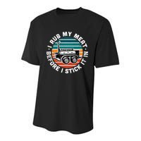 BBQ Dad Offset Smoker Pit Accessory I Rub My Meat Funny Text Youth Performance Sprint T-Shirt