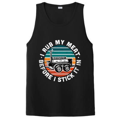 BBQ Dad Offset Smoker Pit Accessory I Rub My Meat Funny Text PosiCharge Competitor Tank