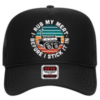 BBQ Dad Offset Smoker Pit Accessory I Rub My Meat Funny Text Trucker Hat