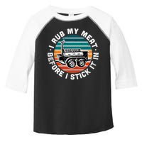 BBQ Dad Offset Smoker Pit Accessory I Rub My Meat Funny Text Toddler Fine Jersey T-Shirt