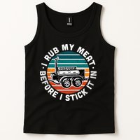 BBQ Dad Offset Smoker Pit Accessory I Rub My Meat Funny Text Tank Top