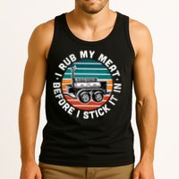 BBQ Dad Offset Smoker Pit Accessory I Rub My Meat Funny Text Tank Top