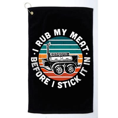 BBQ Dad Offset Smoker Pit Accessory I Rub My Meat Funny Text Golf Towel