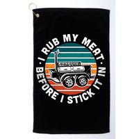 BBQ Dad Offset Smoker Pit Accessory I Rub My Meat Funny Text Golf Towel
