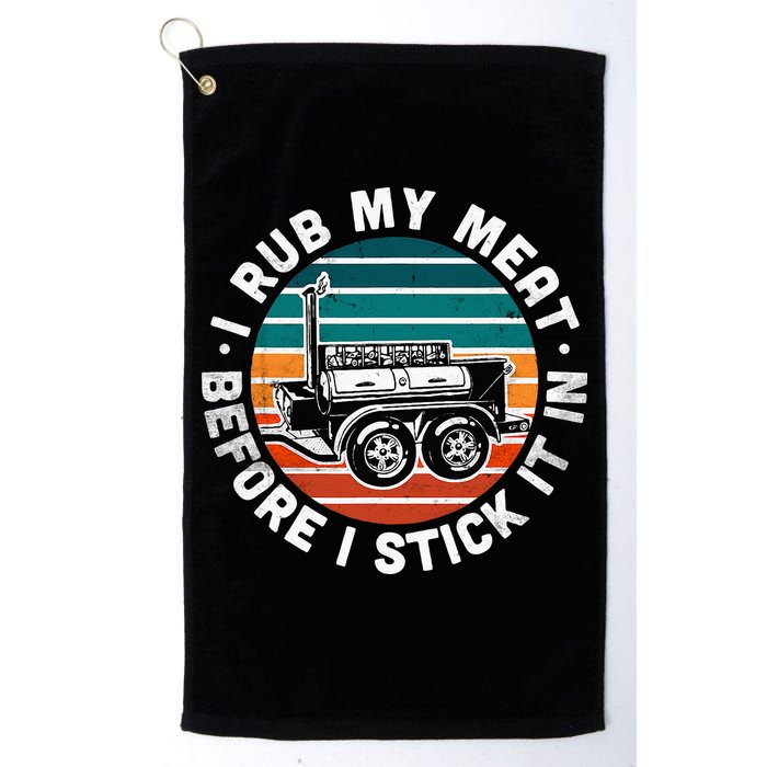 BBQ Dad Offset Smoker Pit Accessory I Rub My Meat Funny Text Golf Towel