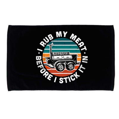 BBQ Dad Offset Smoker Pit Accessory I Rub My Meat Funny Text Microfiber Hand Towel