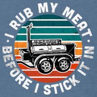 BBQ Dad Offset Smoker Pit Accessory I Rub My Meat Funny Text Garment-Dyed Sweatshirt