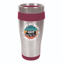 BBQ Dad Offset Smoker Pit Accessory I Rub My Meat Funny Text 16oz Travel Tumbler
