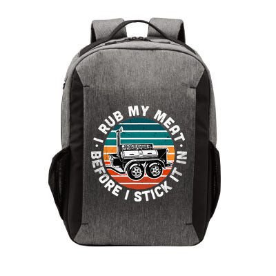 BBQ Dad Offset Smoker Pit Accessory I Rub My Meat Funny Text Vector Backpack
