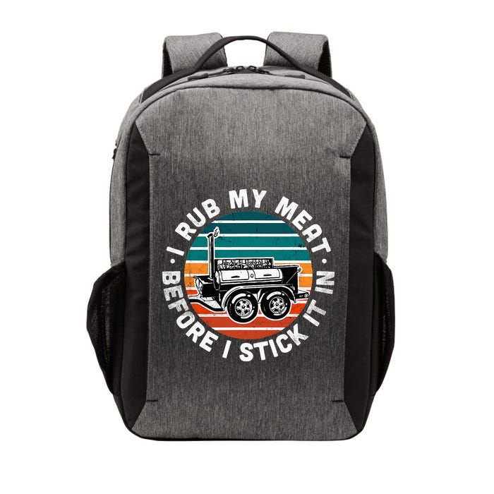 BBQ Dad Offset Smoker Pit Accessory I Rub My Meat Funny Text Vector Backpack
