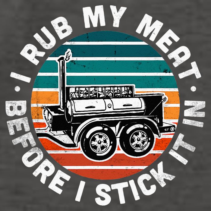 BBQ Dad Offset Smoker Pit Accessory I Rub My Meat Funny Text Vector Backpack