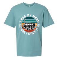 BBQ Dad Offset Smoker Pit Accessory I Rub My Meat Funny Text Sueded Cloud Jersey T-Shirt