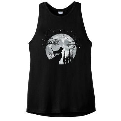 Beagle Dog Owner Full Moon At Night Meaningful Gift Dog Breed Dogs Beagles Gift Ladies PosiCharge Tri-Blend Wicking Tank