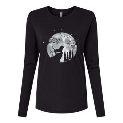 Beagle Dog Owner Full Moon At Night Meaningful Gift Dog Breed Dogs Beagles Gift Womens Cotton Relaxed Long Sleeve T-Shirt