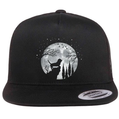 Beagle Dog Owner Full Moon At Night Meaningful Gift Dog Breed Dogs Beagles Gift Flatbill Hat