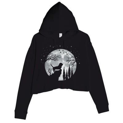 Beagle Dog Owner Full Moon At Night Meaningful Gift Dog Breed Dogs Beagles Gift Crop Fleece Hoodie