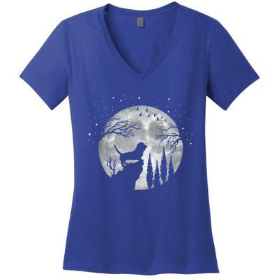 Beagle Dog Owner Full Moon At Night Meaningful Gift Dog Breed Dogs Beagles Gift Women's V-Neck T-Shirt