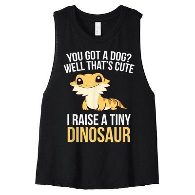 Bearded Dragon Pet I Raise A Tiny Dinosaur Bearded Dragon Women's Racerback Cropped Tank