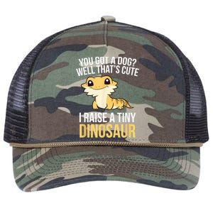 Bearded Dragon Pet I Raise A Tiny Dinosaur Bearded Dragon Retro Rope Trucker Hat Cap