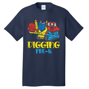 Bulldozer Digging PreK Prek First Day Of School Truck Tall T-Shirt