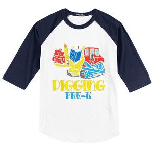 Bulldozer Digging PreK Prek First Day Of School Truck Baseball Sleeve Shirt