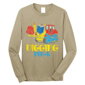 Bulldozer Digging PreK Prek First Day Of School Truck Long Sleeve Shirt