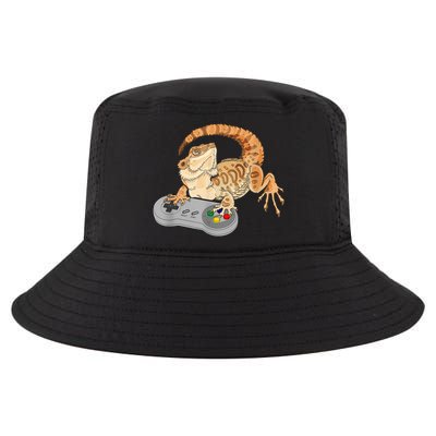 Bearded Dragon Playing Video Game Reptiles Pagona Gamer Cool Comfort Performance Bucket Hat