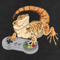 Bearded Dragon Playing Video Game Reptiles Pagona Gamer 7 Panel Mesh Trucker Snapback Hat