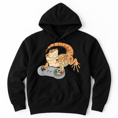 Bearded Dragon Playing Video Game Reptiles Pagona Gamer Hoodie