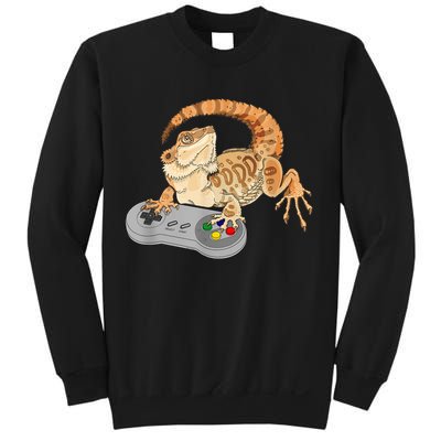 Bearded Dragon Playing Video Game Reptiles Pagona Gamer Sweatshirt