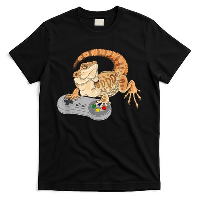 Bearded Dragon Playing Video Game Reptiles Pagona Gamer T-Shirt