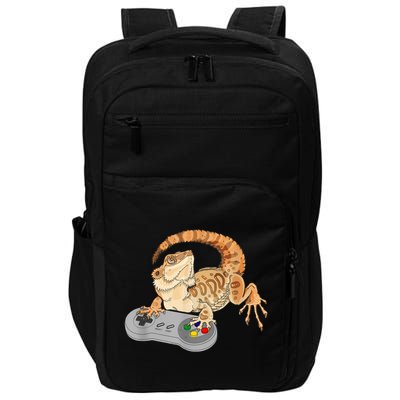 Bearded Dragon Playing Video Game Reptiles Pagona Gamer Impact Tech Backpack