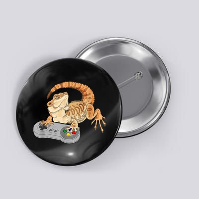 Bearded Dragon Playing Video Game Reptiles Pagona Gamer Button