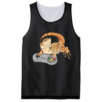 Bearded Dragon Playing Video Game Reptiles Pagona Gamer Mesh Reversible Basketball Jersey Tank