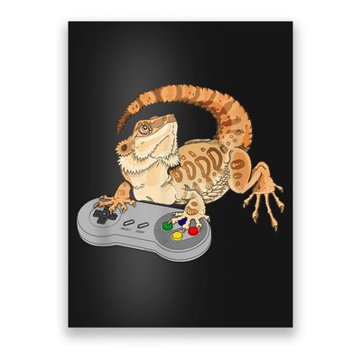 Bearded Dragon Playing Video Game Reptiles Pagona Gamer Poster