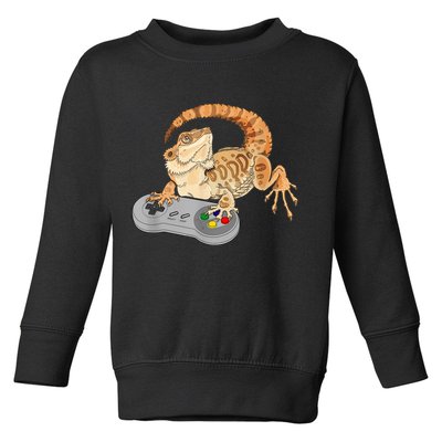 Bearded Dragon Playing Video Game Reptiles Pagona Gamer Toddler Sweatshirt