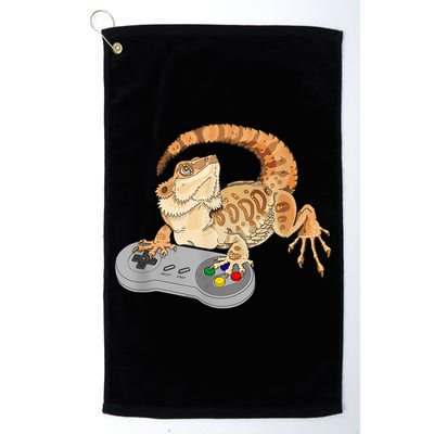 Bearded Dragon Playing Video Game Reptiles Pagona Gamer Golf Towel