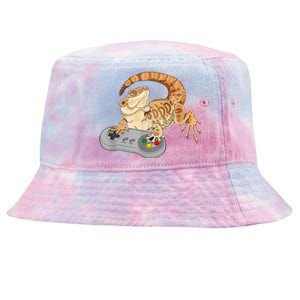 Bearded Dragon Playing Video Game Reptiles Pagona Gamer Tie-Dyed Bucket Hat