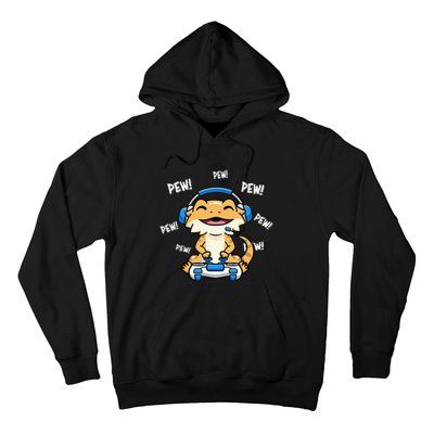 Bearded Dragon Playing Video Game Reptiles Hoodie