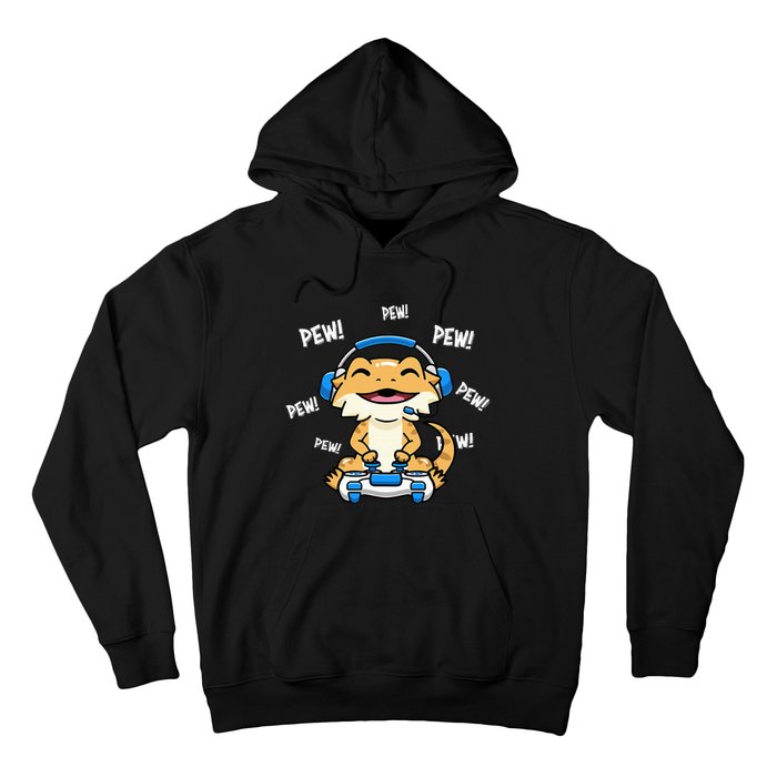 Bearded Dragon Playing Video Game Reptiles Hoodie