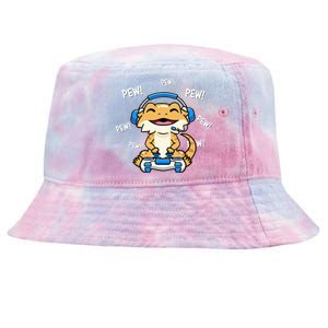 Bearded Dragon Playing Video Game Reptiles Tie-Dyed Bucket Hat