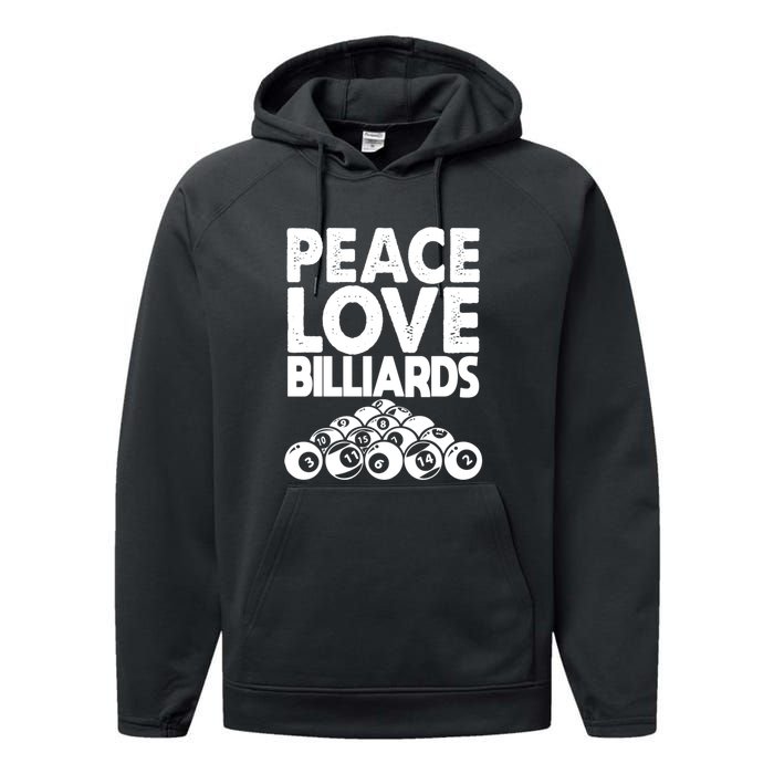 Billiards Dad Peace Love Billiards Gift Father's Day Performance Fleece Hoodie