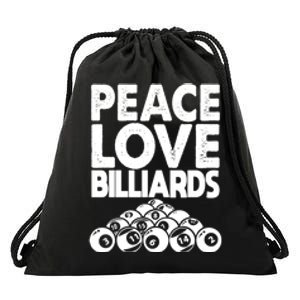 Billiards Dad Peace Love Billiards Gift Father's Day Drawstring Bag