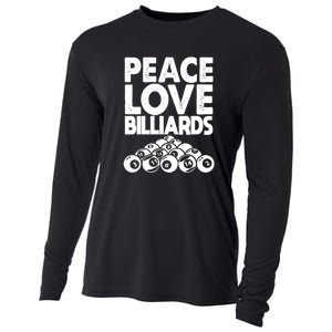 Billiards Dad Peace Love Billiards Gift Father's Day Cooling Performance Long Sleeve Crew