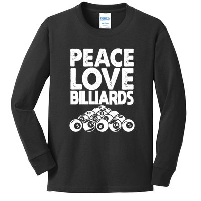 Billiards Dad Peace Love Billiards Gift Father's Day Kids Long Sleeve Shirt