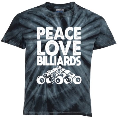 Billiards Dad Peace Love Billiards Gift Father's Day Kids Tie-Dye T-Shirt