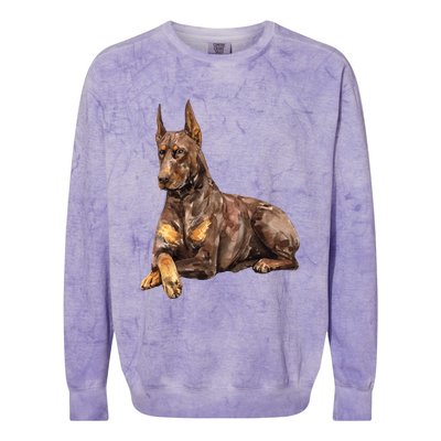 Brown Doberman Pinscher Colorblast Crewneck Sweatshirt