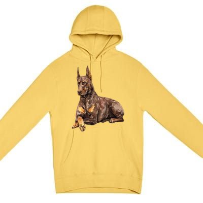 Brown Doberman Pinscher Premium Pullover Hoodie