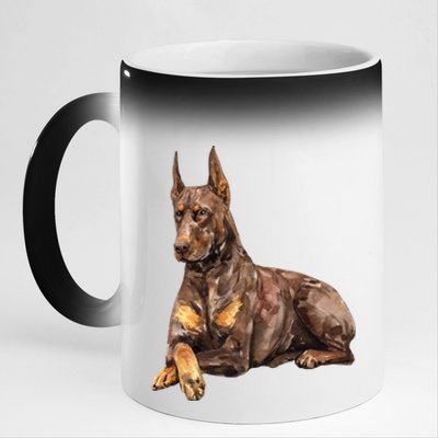 Brown Doberman Pinscher 11oz Black Color Changing Mug