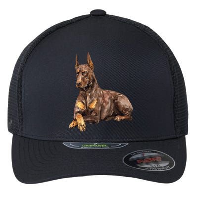 Brown Doberman Pinscher Flexfit Unipanel Trucker Cap